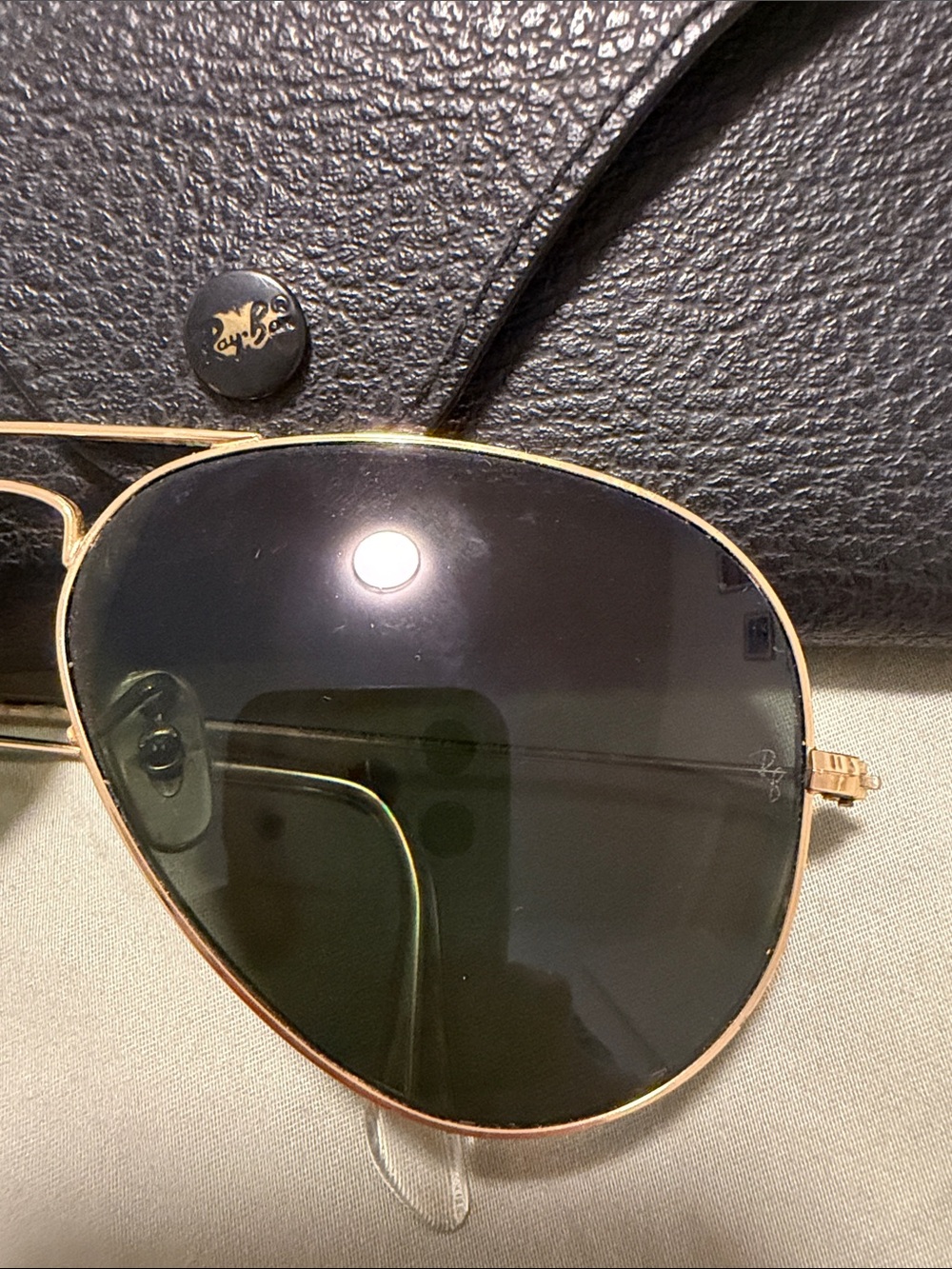 Ray-Ban Gold Metal Aviator Sunglasses with Black Lenses - Picture 3 of 5